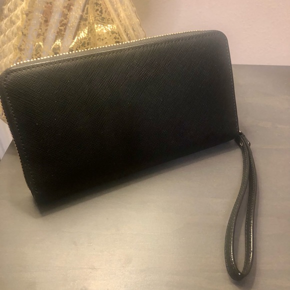 NWT rare vintage Kate Spade large wristlet wallet in 100% black leather - Picture 3 of 10